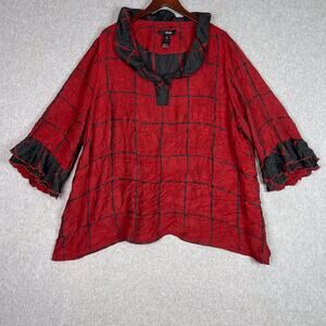 Ali Miles Shirt Womens 3X Red Tunic Top